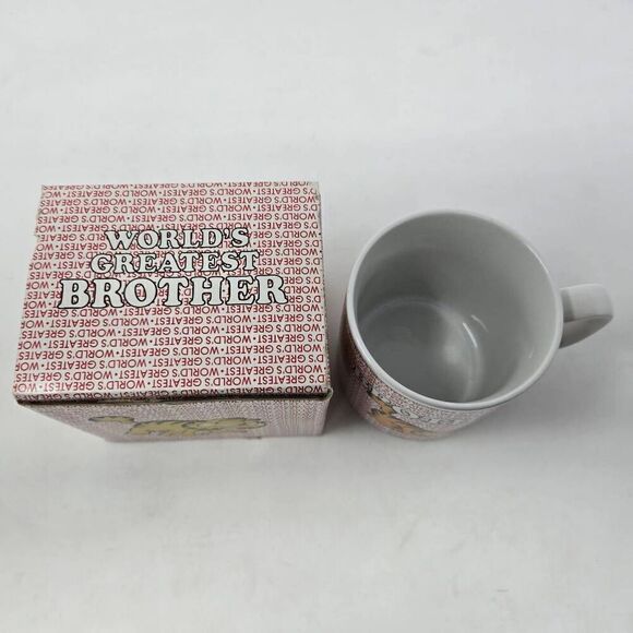 1978 GARFIELD ENESCO WORLD'S GREATEST BROTHER CERAMIC COFFEE MUG NEW BOX VINTAGE - Picture 2 of 3